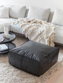 Grand pouf en cuir noir Arabica, Noir