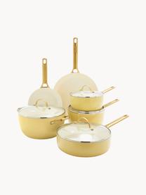 Batteria di pentole con rivestimento antiaderente Padova 10 pz, Coperchio: vetro, Giallo sole, bianco crema, dorato, Set in varie misure