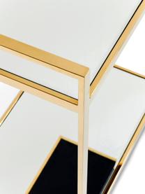 Carrello di servizio con ripiani in vetro Classy Gold, Struttura: acciaio inossidabile, ott, Ripiani: vetro a specchio, Ruote: materiale sintetico, Struttura: dorato  Ripiani: vetro Ruote: bianco, Larg. 50 x Alt. 64 cm