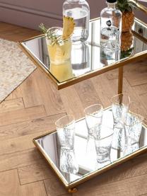 Servierwagen Classy Gold mit Spiegelglas, Gestell: Edelstahl, vermessingt, Räder: Kunststoff, Gestell: Goldfarben Ablageflächen: Glas Räder: Weiß, 50 x 64 cm