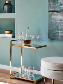 Desserte avec verre miroir Classy Gold, Structure : couleur dorée Tablette : verre Roulettes : blanc