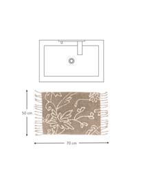 Alfombrilla de baño con flecos Lotus, 100% algodón, Beige, blanco, An 50 x L 70 cm