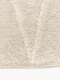 Tappeto in cotone fatto a mano con motivo a rombi e frange Bina, Beige, Larg. 80 x Lung. 150 cm (taglia XS)
