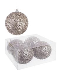 Boules de Noël Christie, 4 pièces, Polymousse, Argenté, Ø 10 cm