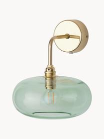 Wandlamp Horizon van mondgeblazen glas, Lampenkap: mondgeblazen glas, Mintgroen, goudkleurig, B 21 x D 24 cm