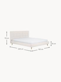 Gestoffeerd bed Moon met houten poten, Bekleding: polyester (gestructureerd, Frame: massief grenenhout, FSC-g, Poten: massief eikenhout, Geweven stof greige, B 160 x L 200 cm