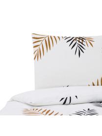 Housse de couette en coton Foliage, Blanc, ocre, noir