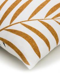 Housse de couette en coton Foliage, Blanc, ocre, noir