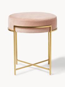 Tabouret en velours Madeleine, Velours rose pâle, Ø 40 x haut. 50 cm