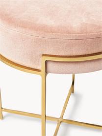 Sametová stolička Madeleine, Světle růžová, Ø 40 cm, V 50 cm