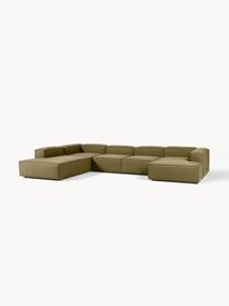 Sofá rinconera modular Lennon, Tapizado: 100% poliéster Alta resis, Estructura: madera contrachapada de p, Patas: plástico Este producto es, Tejido verde oliva, An 418 x F 269 cm, chaise longue izquierda