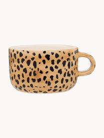 Ręcznie malowany kubek Leopard, Kamionka, Jasny brązowy, czarny, Ø 10 x W 7 cm, 300 ml