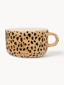 Handbemalte Tasse Leopard, Steingut, Hellbraun, Schwarz, Ø 10 x H 7 cm, 300 ml