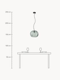 Pendelleuchte Brice aus getöntem Glas, Lampenschirm: Glas, Baldachin: Metall, pulverbeschichtet, Mintgrün, transparent, Ø 38 cm