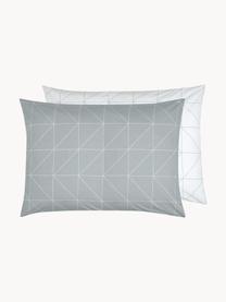 Funda de almohada doble cara de algodón Marla, 50x70 cm, Gris y blanco crema estampado, An 50 x L 70 cm