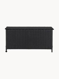 Garten-Aufbewahrungsbox Tullus mit Rollen, Rattan, Kunststoff, Schwarz, B 133 x T 54 cm