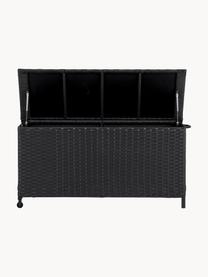 Garten-Aufbewahrungsbox Tullus mit Rollen, Rattan, Kunststoff, Schwarz, B 133 x T 54 cm