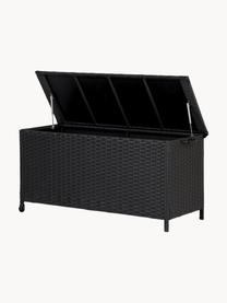 Cassapanca da giardino con ruote Tullus, Rattan, plastica, Nero, Larg. 133 x Prof. 54 cm