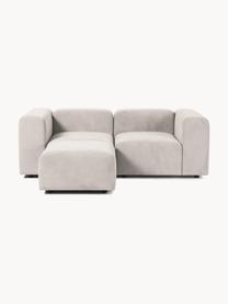 Modulares Sofa Lena (3-Sitzer) mit Hocker, Bezug: Webstoff (88% Polyester, , Gestell: Kiefernholz, Schichtholz,, Füße: Kunststoff, Webstoff Cremeweiß, B 209 x T 181 cm