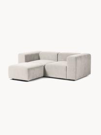 Canapé modulable 3 places avec pouf Lena, Tissu blanc crème, larg. 209 x prof. 181 cm