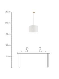 Ronde hanglamp Punto met visgraatpatroon, Lampenkap: papier, Baldakijn: eikenhout, geolied, Wit, zilverkleurig, Ø 40 x H 24 cm