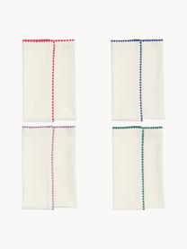 Handgefertigte Weihnachts-Stoffservietten Zigzag, 4er-Set, 100 % Baumwolle, Off White, Bunt, B 45 x L 45 cm