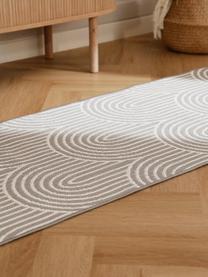 Tapis d'extérieur Arches, 86 % polypropylène, 14 % polyester, Gris, blanc crème, larg. 80 x long. 250 cm