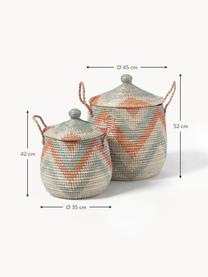 Set de cestas con tapadera Mija, 2 uds., Jacintos de agua, Naranja, verde salvia, beige, Ø 45 x Al 52 cm