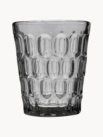 Vasos resistentes con relieve Optic, 6 uds., Vidrio, Gris transparente, Ø 9 x Al 11 cm, 250 ml