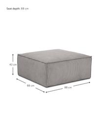 Sofa-Hocker Lennon aus Cord, Bezug: Cord (92 % Polyester, 8 %, Gestell: Massives Kiefernholz FSC-, Füße: Kunststoff Die Füße befin, Cord Hellgrau, B 88 x T 88 cm