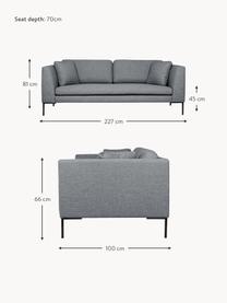 Sofa Emma (3-Sitzer) mit Metall-Füssen, Bezug: Polyester 100.000 Scheuer, Gestell: Massives Kiefernholz, Bir, Webstoff Dunkelgrau, B 227 x T 100 cm