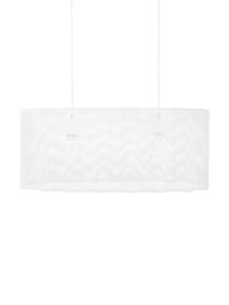 Ovale hanglamp Glicine in wit, Lampenkap: gecoat metaal, Baldakijn: gecoat metaal, Wit, 70 x 28 cm