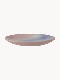 Ručně vyrobený snídaňový talíř s reaktivní glazurou Safie, 4 ks, Kamenina, Odstíny růžové, odstíny fialové, Ø 15 cm