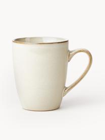 Tasses artisanales en grès Thalia, 2 élém., Grès cérame, Blanc cassé avec bordure foncée, Ø 9 x haut. 11 cm, 300 ml