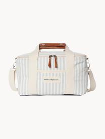 Sac isotherme Retro, 40 % coton, 40 % polyester, 15 % PVC recyclé, 5 % cuir, Blanc crème, vert menthe, larg. 32 x haut. 20 cm