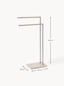 Porta asciugamani con base in marmo Simba, Asta: metallo rivestito, Beige, marmorizzato, argentato, Larg. 46 x Alt. 84 cm