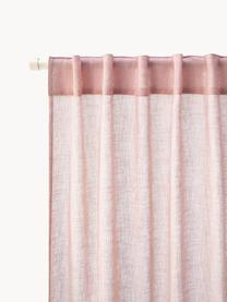 Cortinas semitransparente con dobladillo Gardine Ibiza, 2 uds., 100% poliéster, Rosa palo, An 135 x L 260 cm