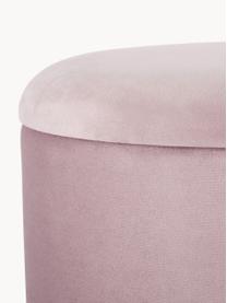 Pouf contenitore in velluto Polina, Rivestimento: velluto di poliestere Il , Struttura: pannello di fibra a media, Gambe: acciaio verniciato, Velluto rosa chiaro, Ø 35 x Alt. 45 cm