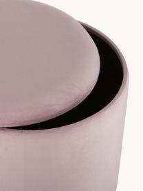 Tabouret en velours avec rangement Polina, Velours rose pâle, Ø 35 x haut. 45 cm