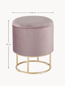 Pouf contenitore in velluto Polina, Rivestimento: velluto di poliestere Il , Struttura: pannello di fibra a media, Gambe: acciaio verniciato, Velluto rosa chiaro, Ø 35 x Alt. 45 cm