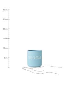 Designový pohárek s nápisem Favourite SUPERSTAR, Matná světle modrá, bílá
