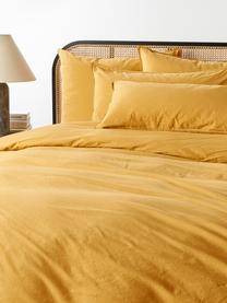 Funda nórdica de percal lavado Debbie, Amarillo mostaza, Cama 90 cm (155 x 220 cm)