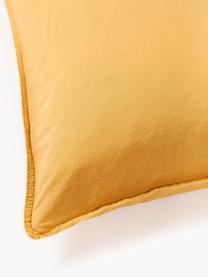 Funda nórdica de percal lavado Debbie, Amarillo mostaza, Cama 90 cm (155 x 220 cm)