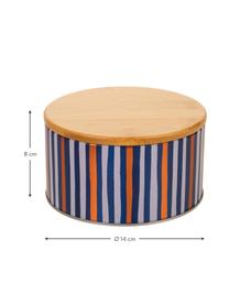 Caja decorativa Canny, Caja: metal, Tapa: bambú, Beige, dorado, azul, blanco, Ø 14 x Al 8 cm