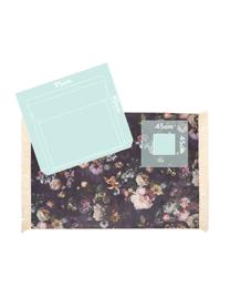 Teppich Fleur mit Blumenmuster und Fransen, 100% Polyester, Nachtblau, B 120 x L 180 cm (Grösse S)