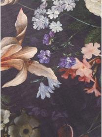 Tapis à imprimé floral et franges Fleur, Bleu nuit