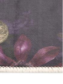 Teppich Fleur mit Blumenmuster und Fransen, 100% Polyester, Nachtblau, B 120 x L 180 cm (Größe S)