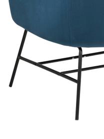 Moderne fluwelen fauteuil Ramsey in blauw, Bekleding: polyester fluweel, Poten: gelakt metaal, Fluweel marineblauw, B 72 x D 67 cm