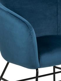 Moderne fluwelen fauteuil Ramsey in blauw, Bekleding: polyester fluweel, Poten: gelakt metaal, Fluweel marineblauw, B 72 x D 67 cm