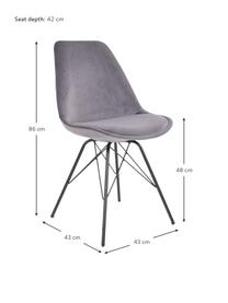 Sedia imbottita in velluto Oslo 2 pz, Gambe: metallo rivestito, Grigio, Larg. 48 x Alt. 55 cm